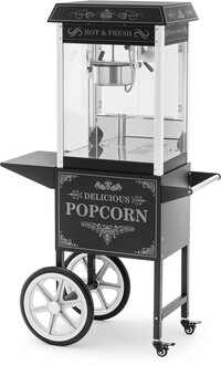 Royal Catering Popcornmachine met trolley - Retro design - 150 / 180 °C- zwart -